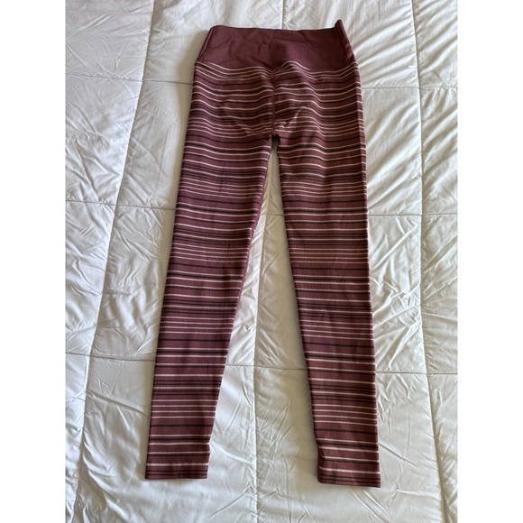 Spiritual Gangster burgundy stripe leggings wrap front love sculpt Size XS EUC - Picture 8 of 12